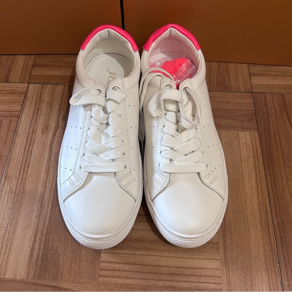 J.Crew Saturday Leather Sneakers - White/Pink Size 6W BRAND NEW - Picture 2 of 6